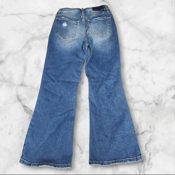 Wide Leg Flare Jeans in Blue - Picture 5 of 8